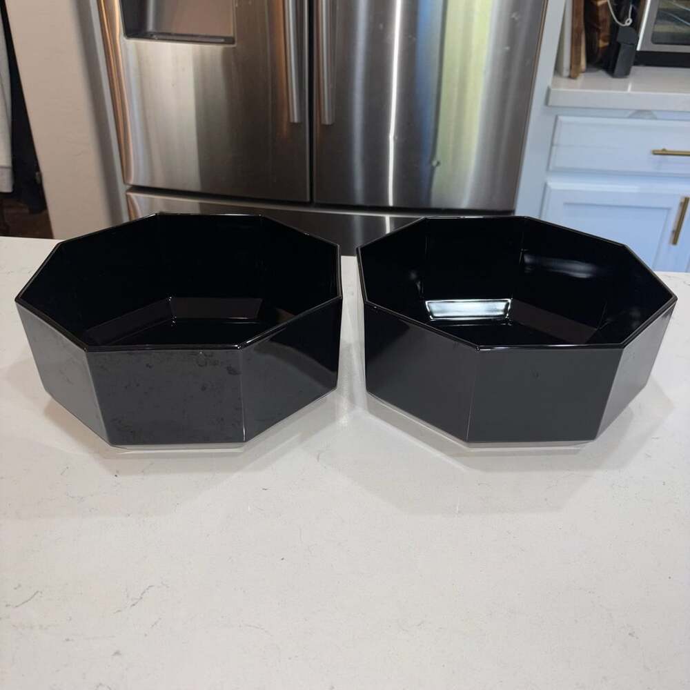 Arcoroc Octime Black Glass Octagonal Serving Bowls Set Of 2